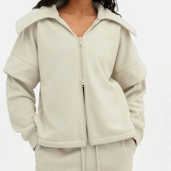 Girlfriend Collective Macie XXL Cream Zip-Up Jacket - Picture 1 of 6